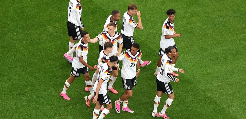 Germany players celebrating during World Cup match