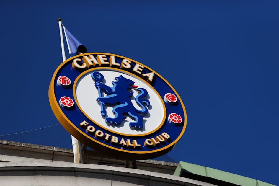 Chelsea Football Club logo against blue sky