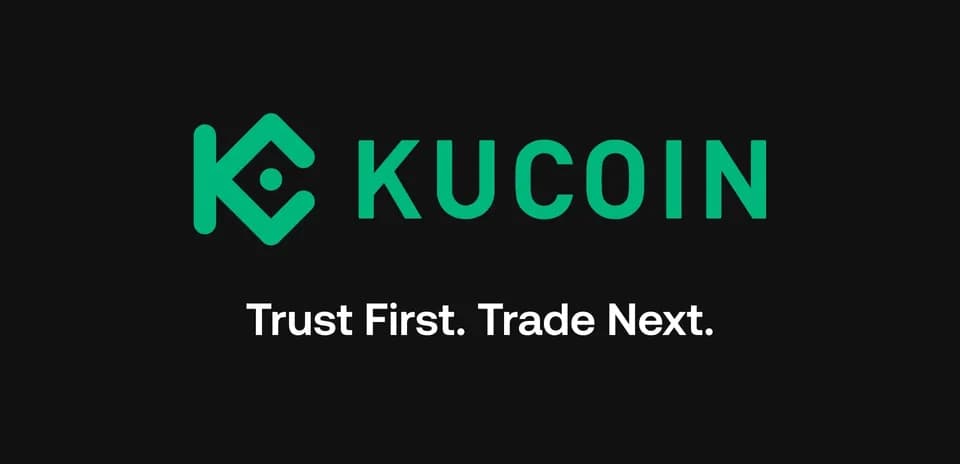 KuCoin logo with slogan 'Trust First. Trade Next.'