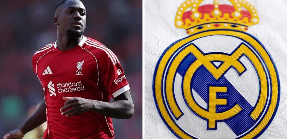 Player in Liverpool jersey and Real Madrid logo