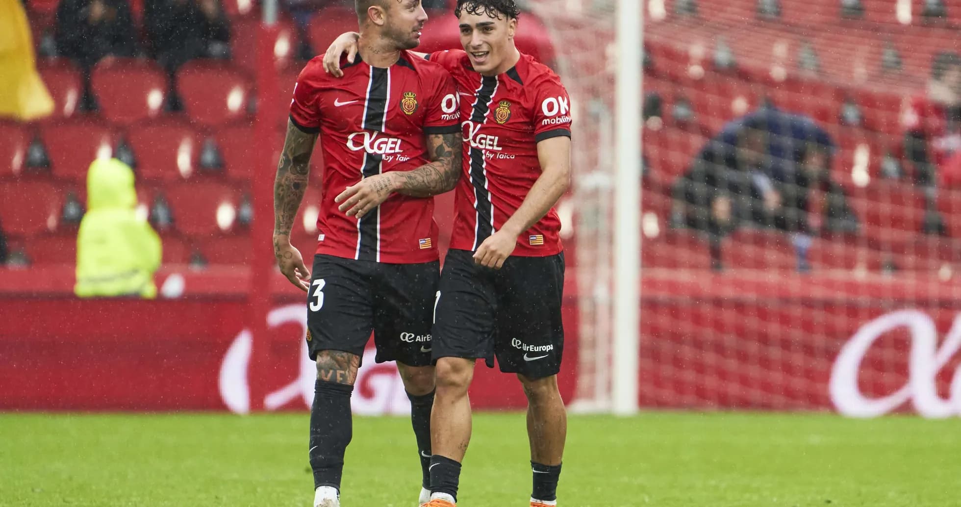 Mallorca players celebrating during La Liga match