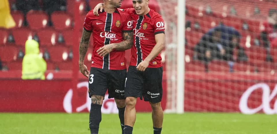 Mallorca players celebrating during La Liga match