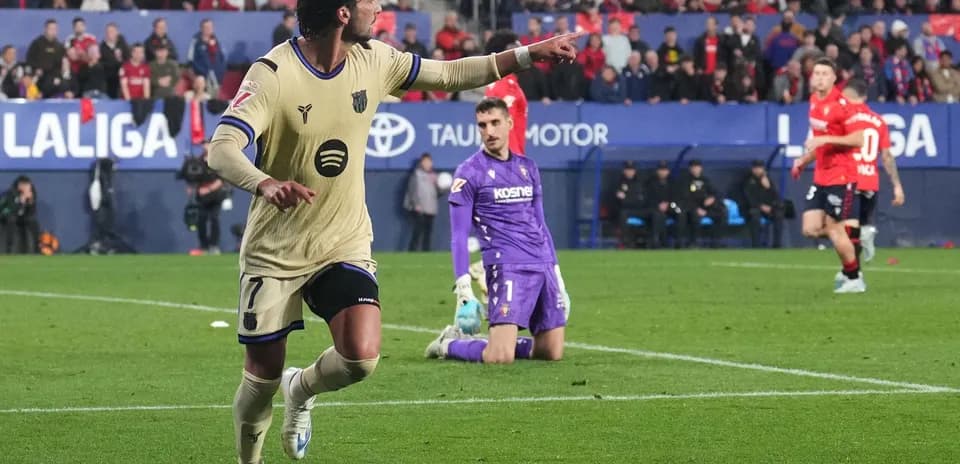 Player celebrating after scoring against Osasuna
