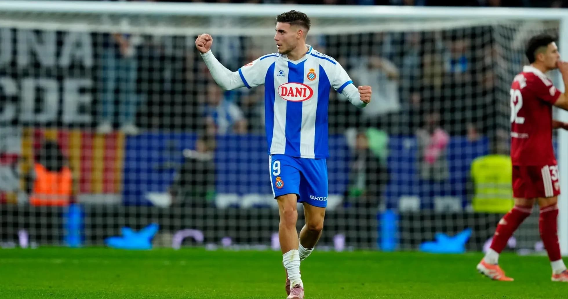 Espanyol player celebrating a goal during match