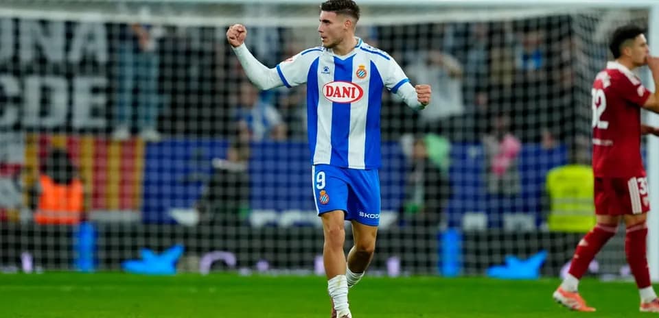 Espanyol player celebrating a goal during match