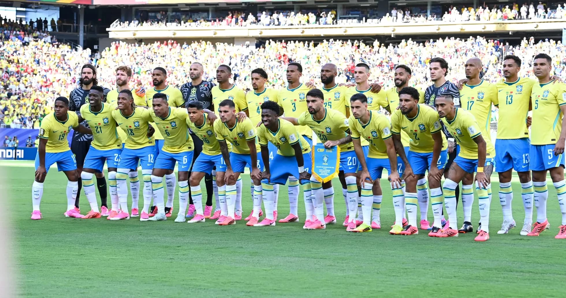 Brazil national football team posing for a photo