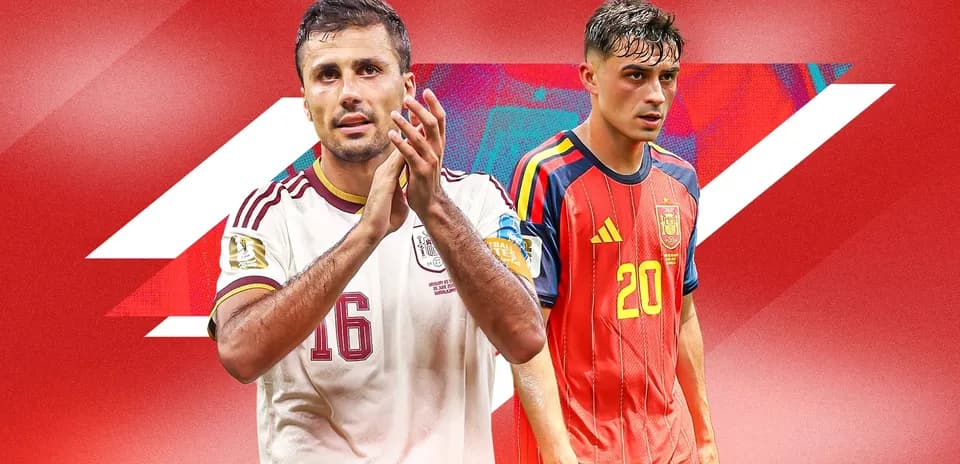 Two soccer players from Mexico and Spain posing