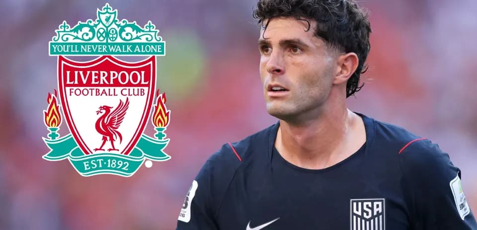 Player in USA kit alongside Liverpool FC logo