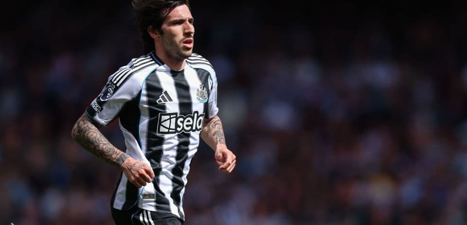 Newcastle player running during match action