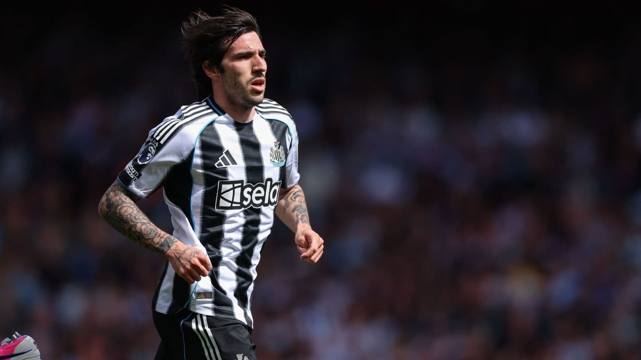Newcastle player running during match action