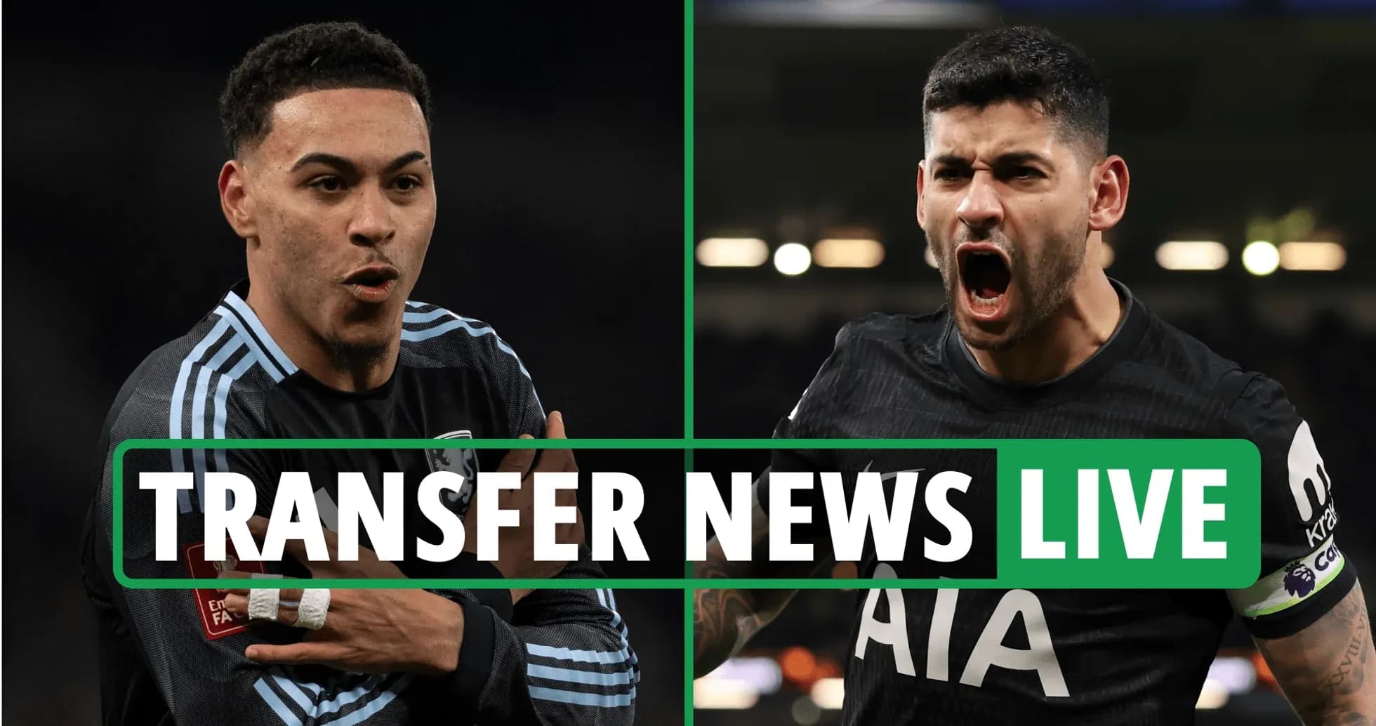Two football players featured in transfer news graphic Two football players featured in transfer news graphic