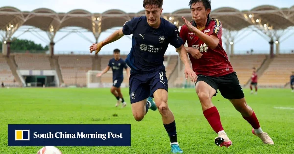 Player in blue jersey running with ball, red opponent chasing Player in blue jersey running with ball, red opponent chasing