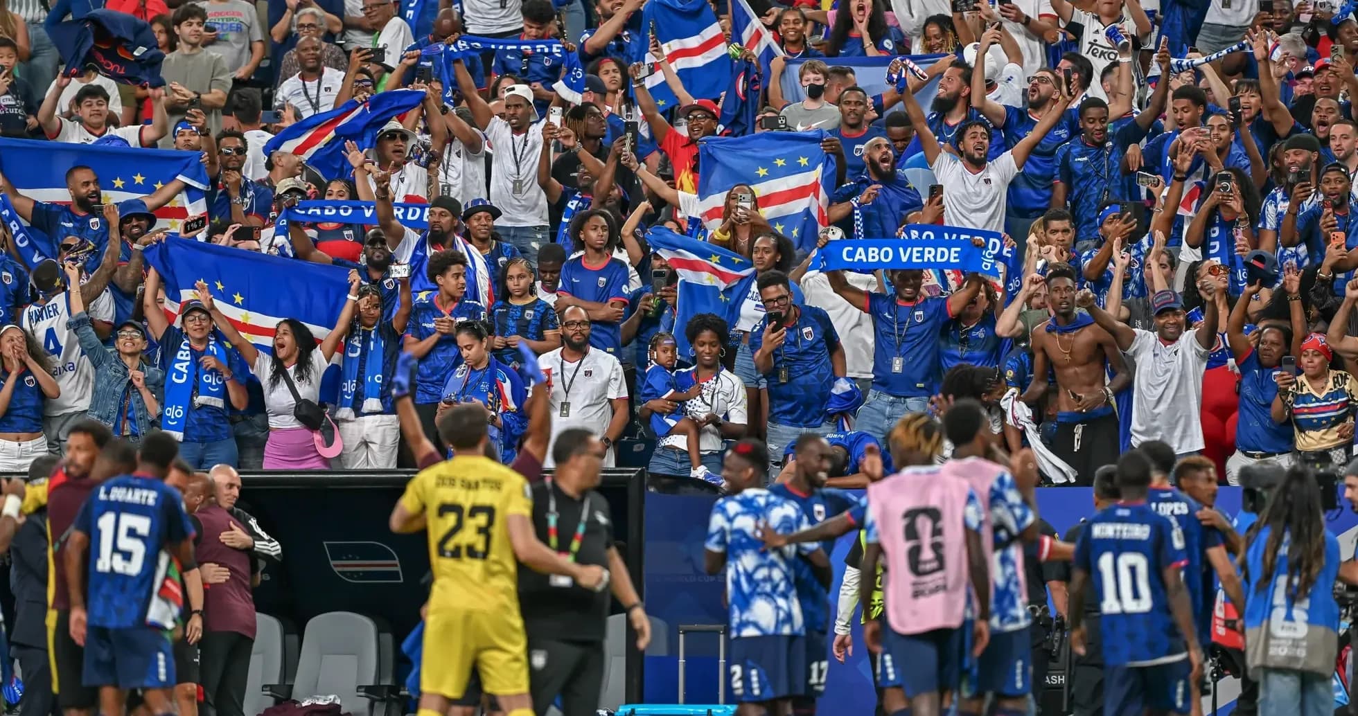 Cape Verde fans celebrating during World Cup match Cape Verde fans celebrating during World Cup match