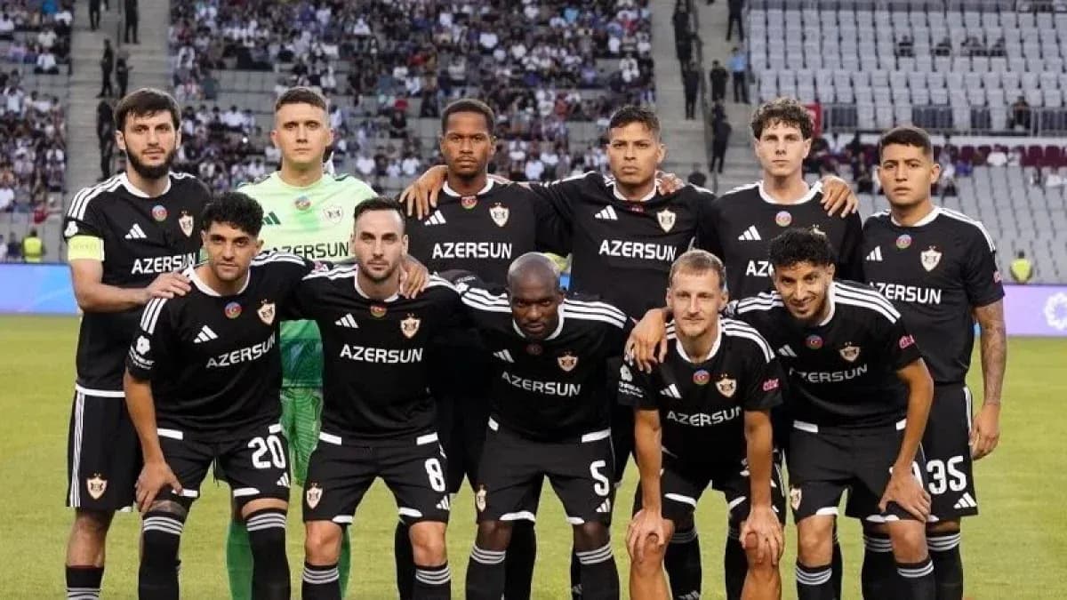 Qarabag team posing for UEFA match Qarabag team posing for UEFA match