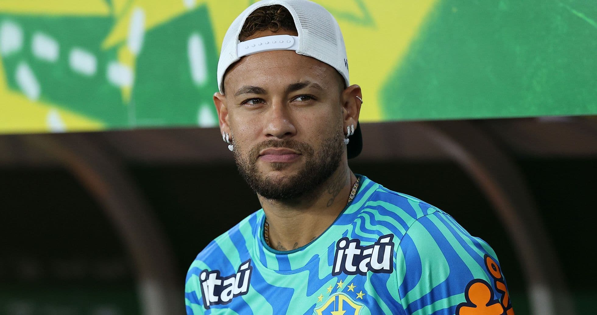 Neymar wearing Brazil training kit on the bench Neymar wearing Brazil training kit on the bench