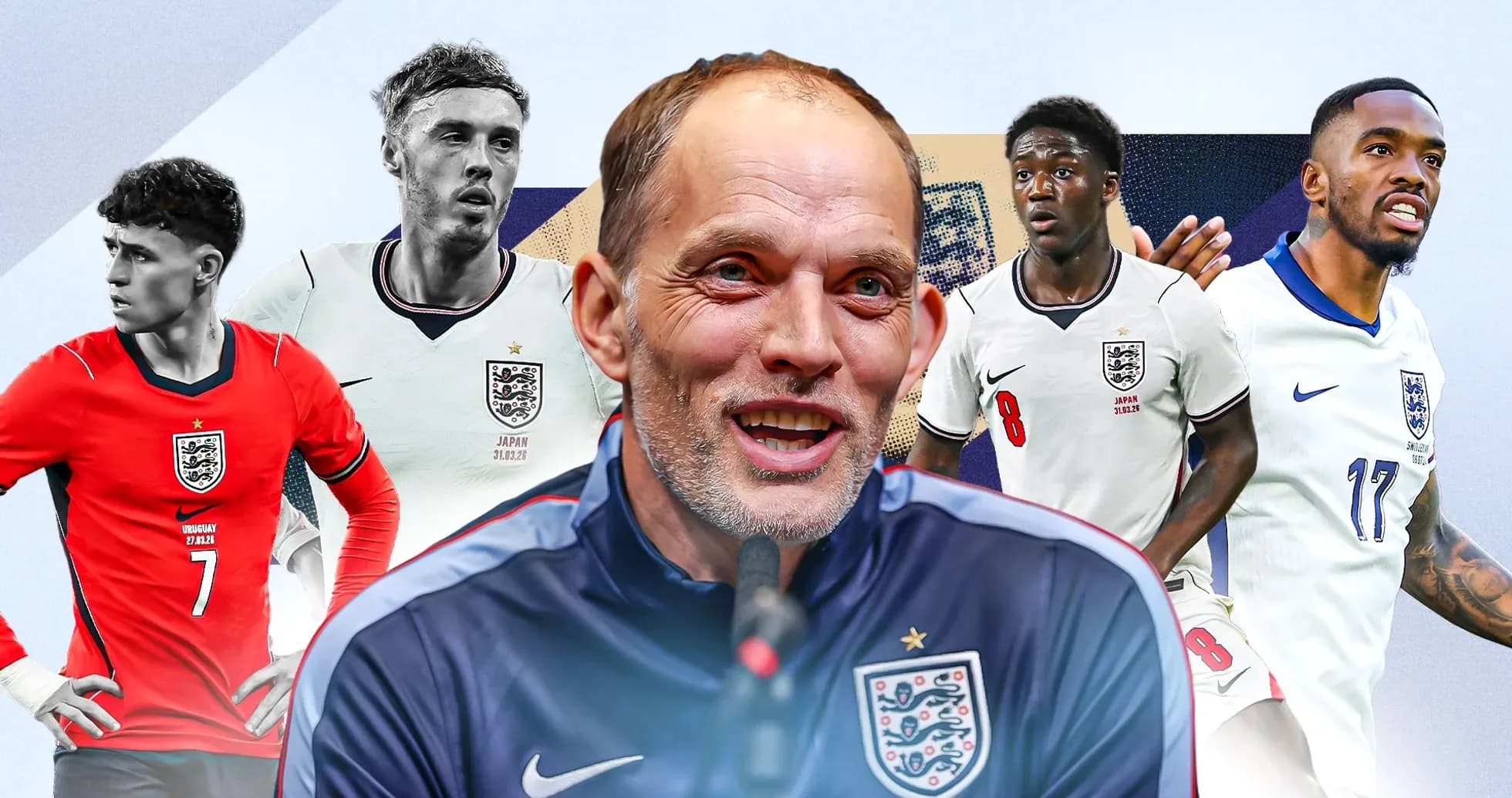 England manager with players in national team jerseys England manager with players in national team jerseys