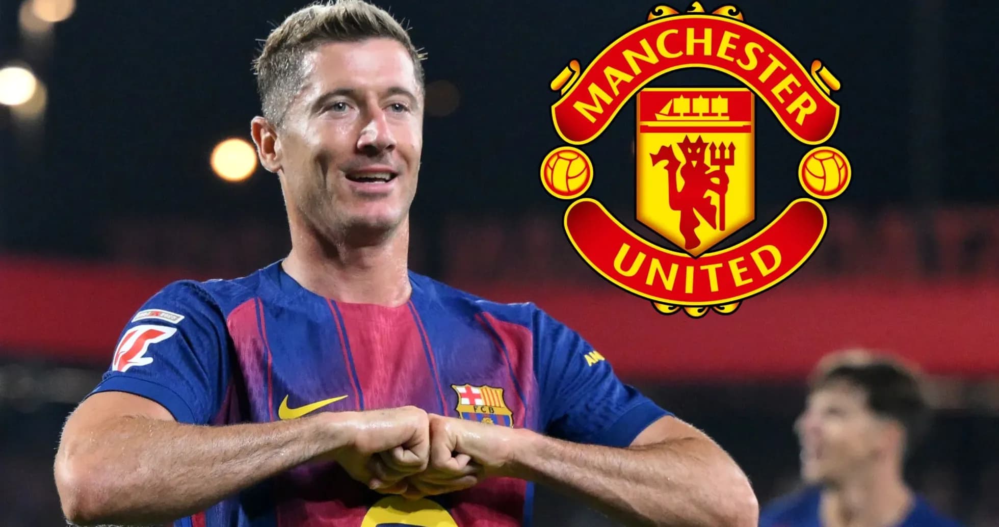 Player celebrating with Barcelona jersey on field Player celebrating with Barcelona jersey on field