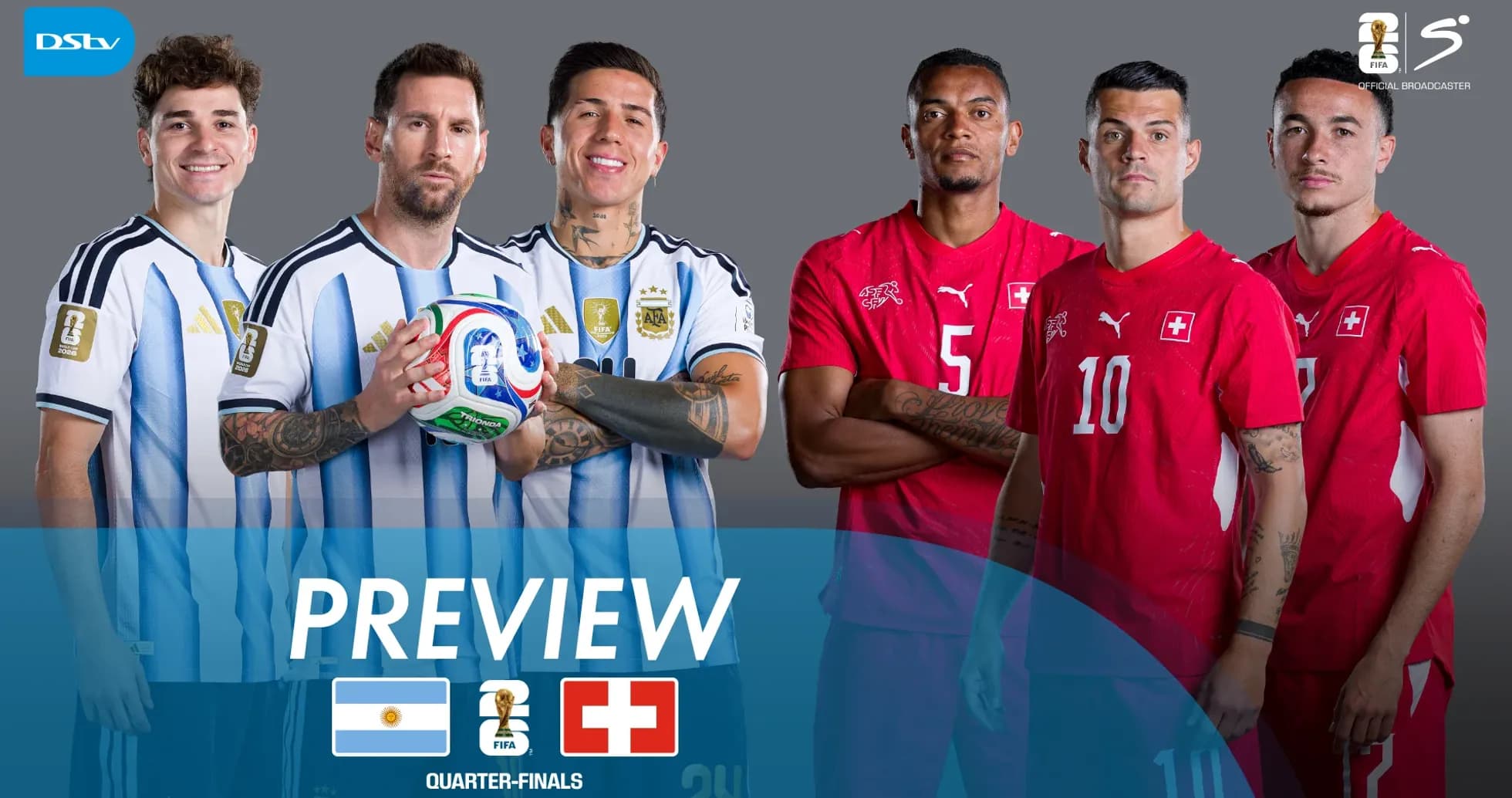 Argentina and Switzerland players posing for quarter-finals preview Argentina and Switzerland players posing for quarter-finals preview