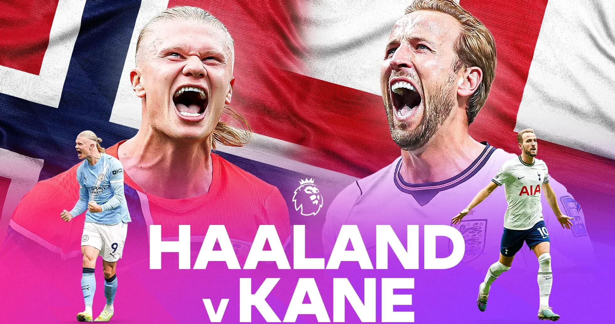 Erling Haaland and Harry Kane competing in football Erling Haaland and Harry Kane competing in football