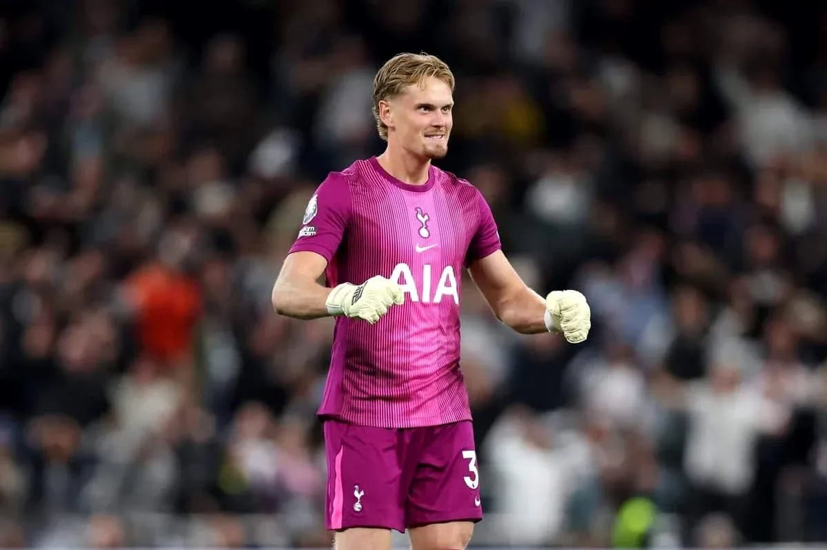 Goalkeeper celebrating during a match for Tottenham Goalkeeper celebrating during a match for Tottenham