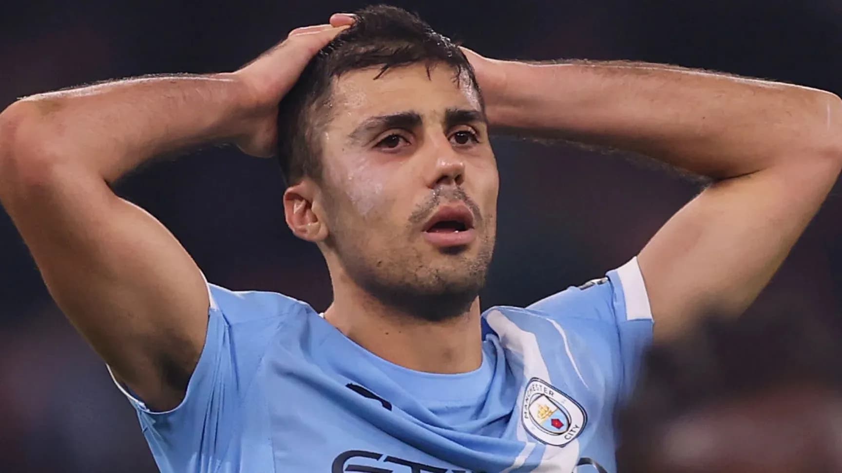 Player with hands on head after missed opportunity Player with hands on head after missed opportunity