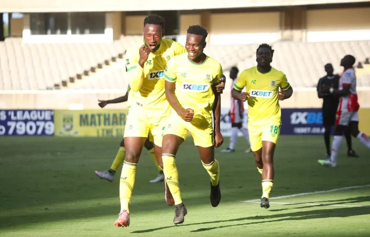 Mathare United players celebrating a goal Mathare United players celebrating a goal