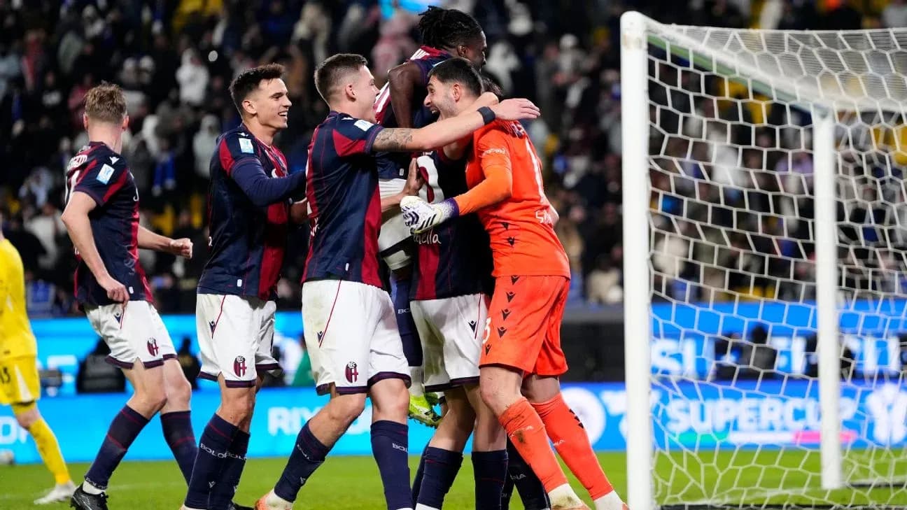 Bologna players celebrating a goal Bologna players celebrating a goal