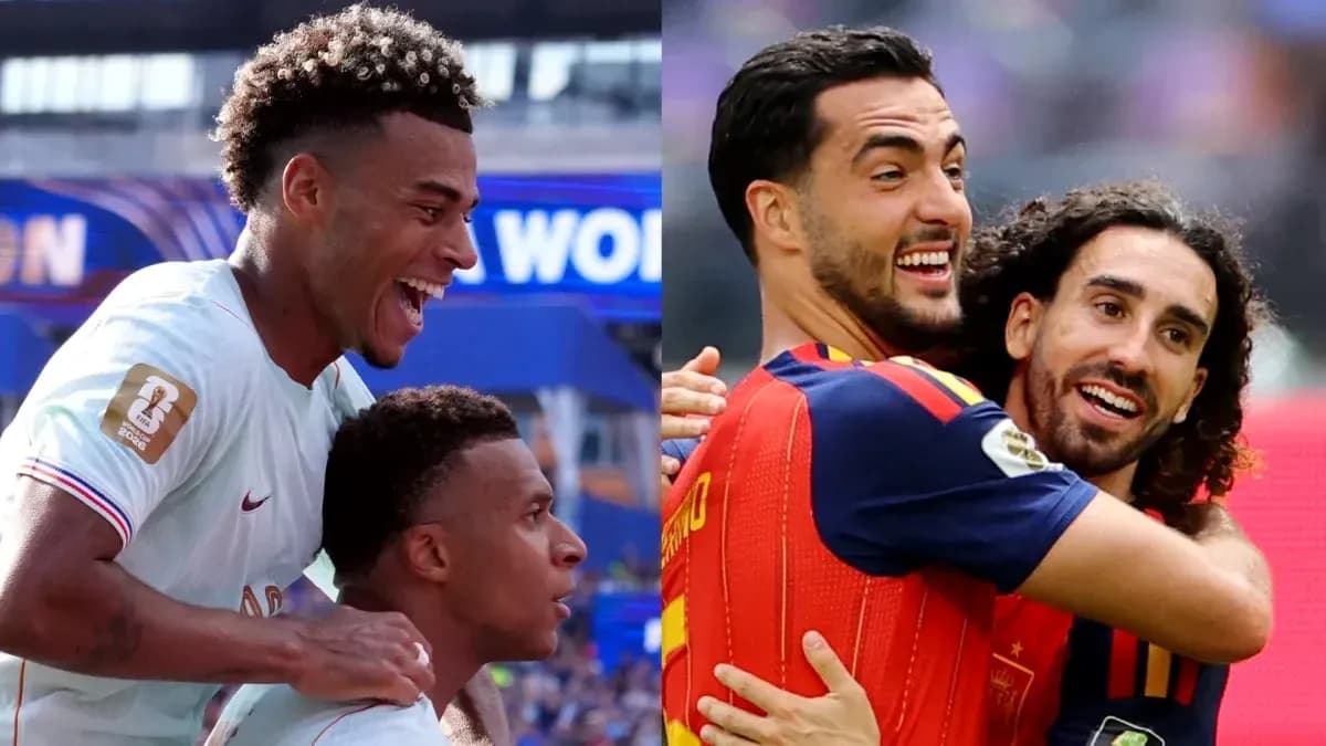 Players celebrating during France vs Spain match Players celebrating during France vs Spain match