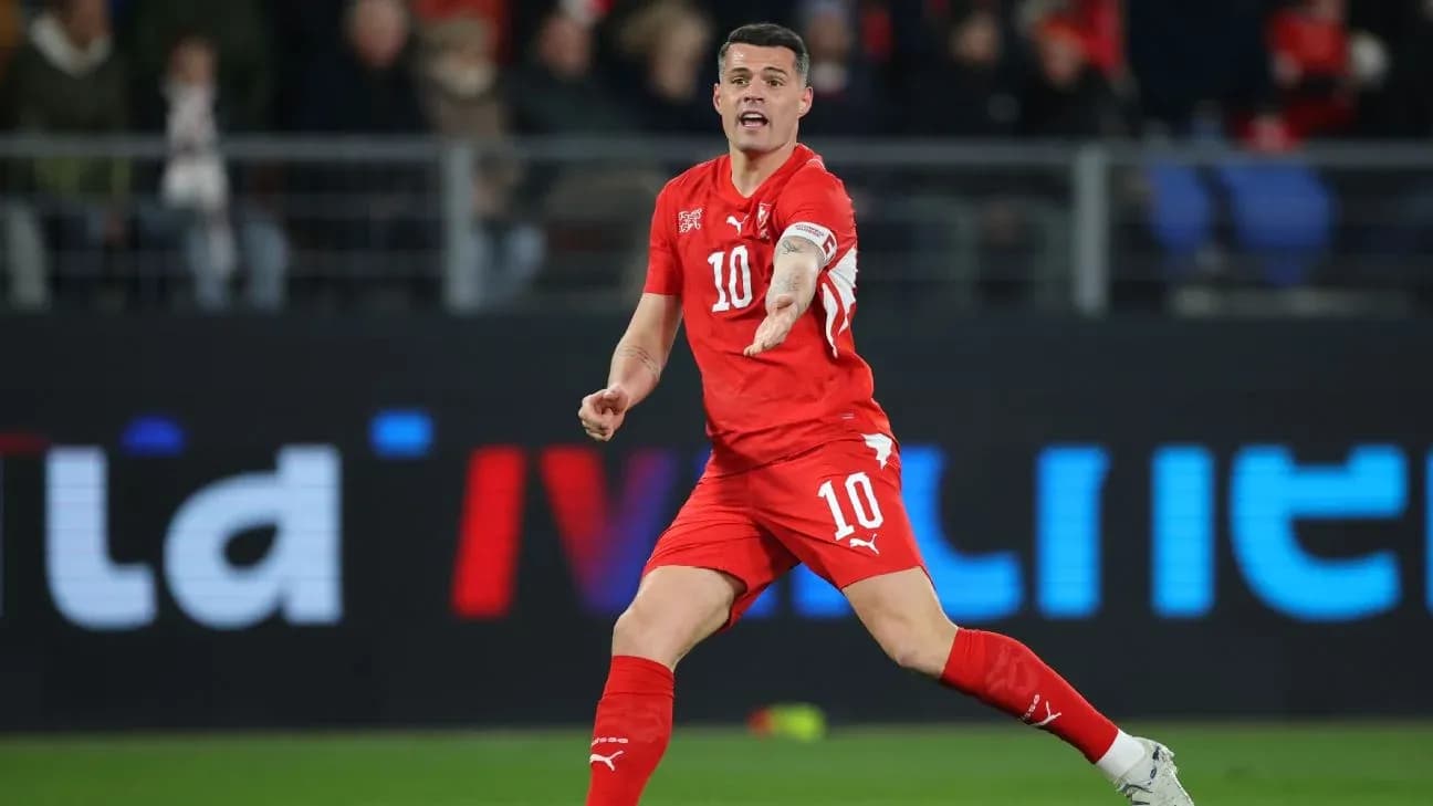 Granit Xhaka in action during match Granit Xhaka in action during match