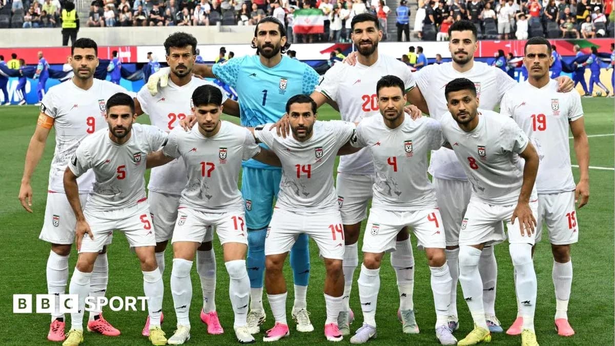 Iran national football team posing for group photo Iran national football team posing for group photo