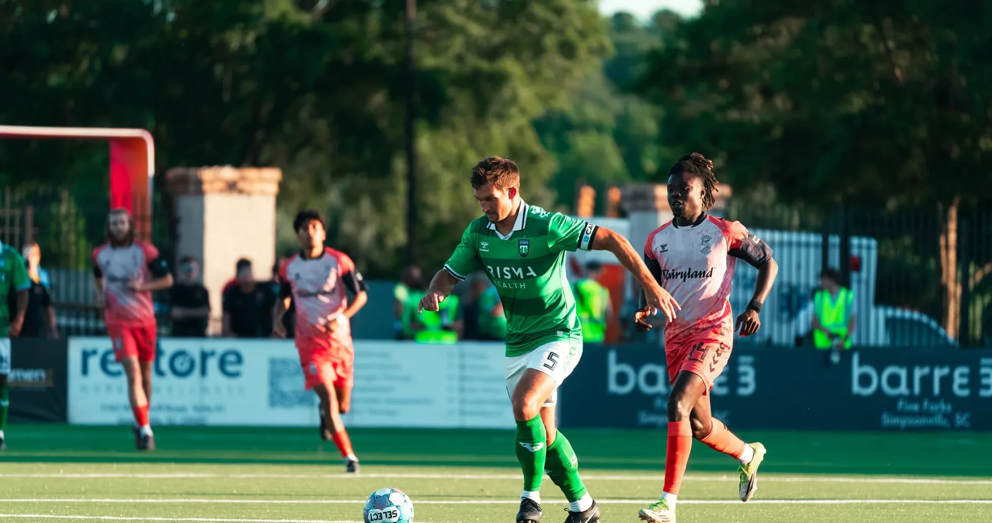 Player dribbling the ball during Greenville Triumph match Player dribbling the ball during Greenville Triumph match