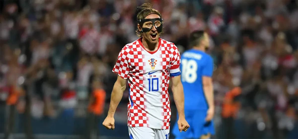 Player celebrating in Croatia national team jersey Player celebrating in Croatia national team jersey