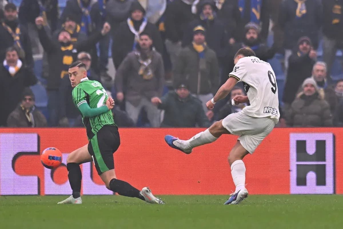 Player shooting the ball during Serie A match Player shooting the ball during Serie A match