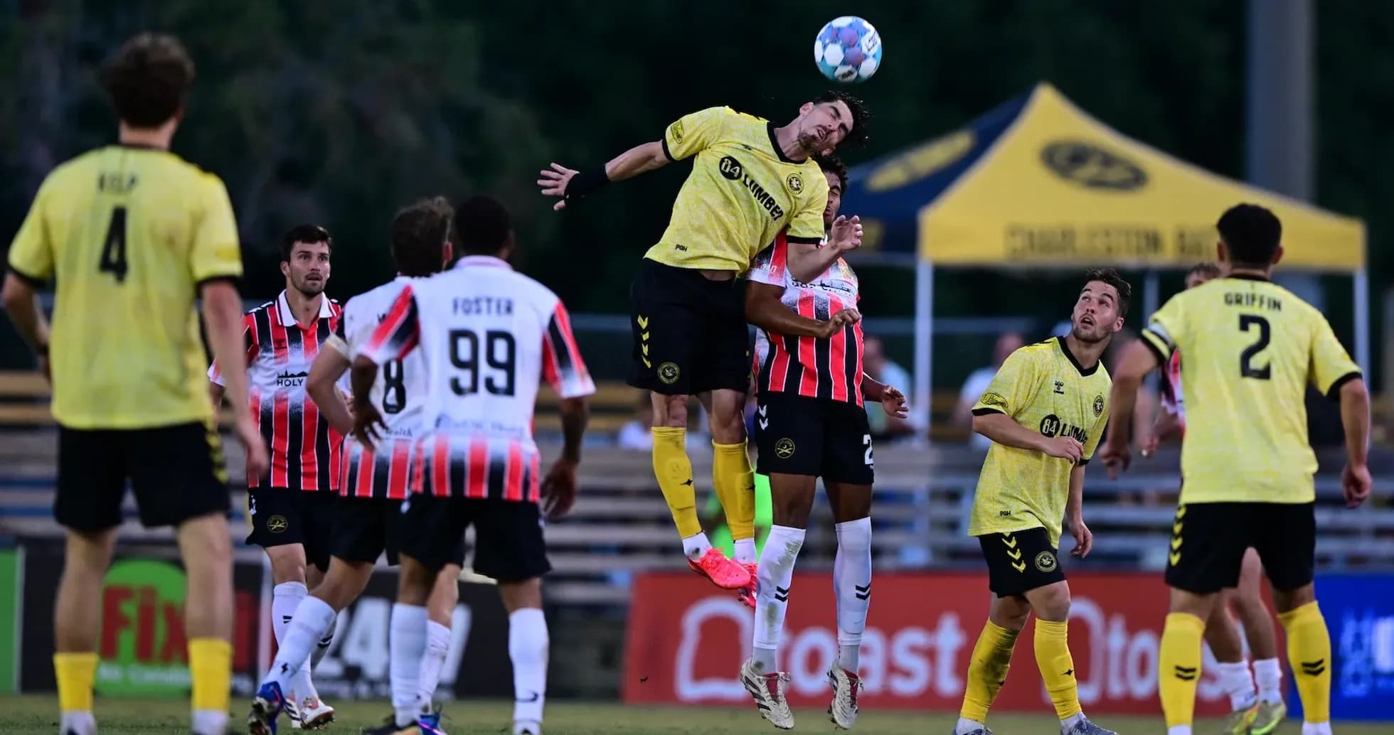 Charleston Battery player heading the ball during match Charleston Battery player heading the ball during match