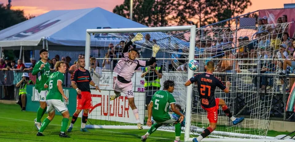 Goalkeeper saving a shot during Indy Eleven match Goalkeeper saving a shot during Indy Eleven match