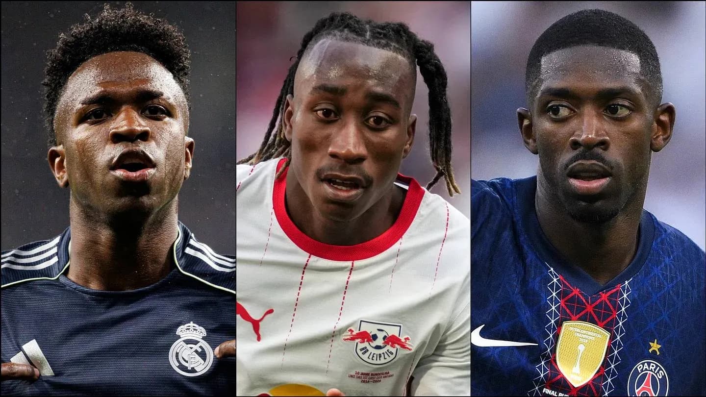 Three soccer players in action during matches Three soccer players in action during matches