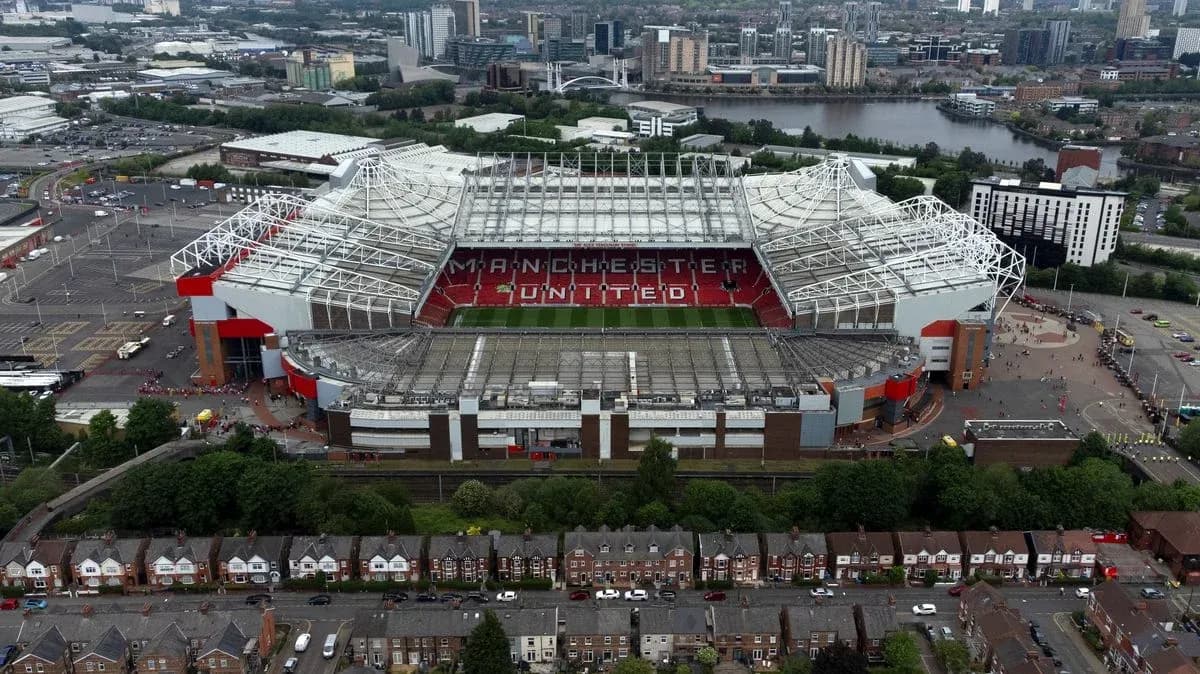 Aerial view of Old Trafford stadium, Manchester Aerial view of Old Trafford stadium, Manchester