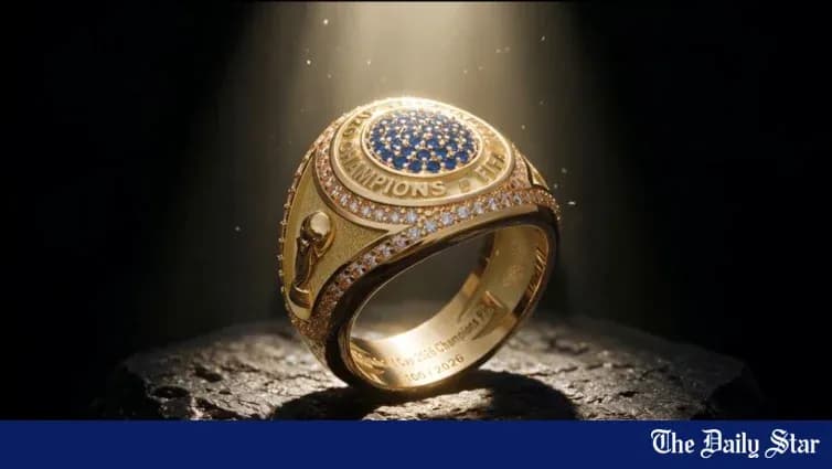 Championship ring displayed with spotlight effect Championship ring displayed with spotlight effect