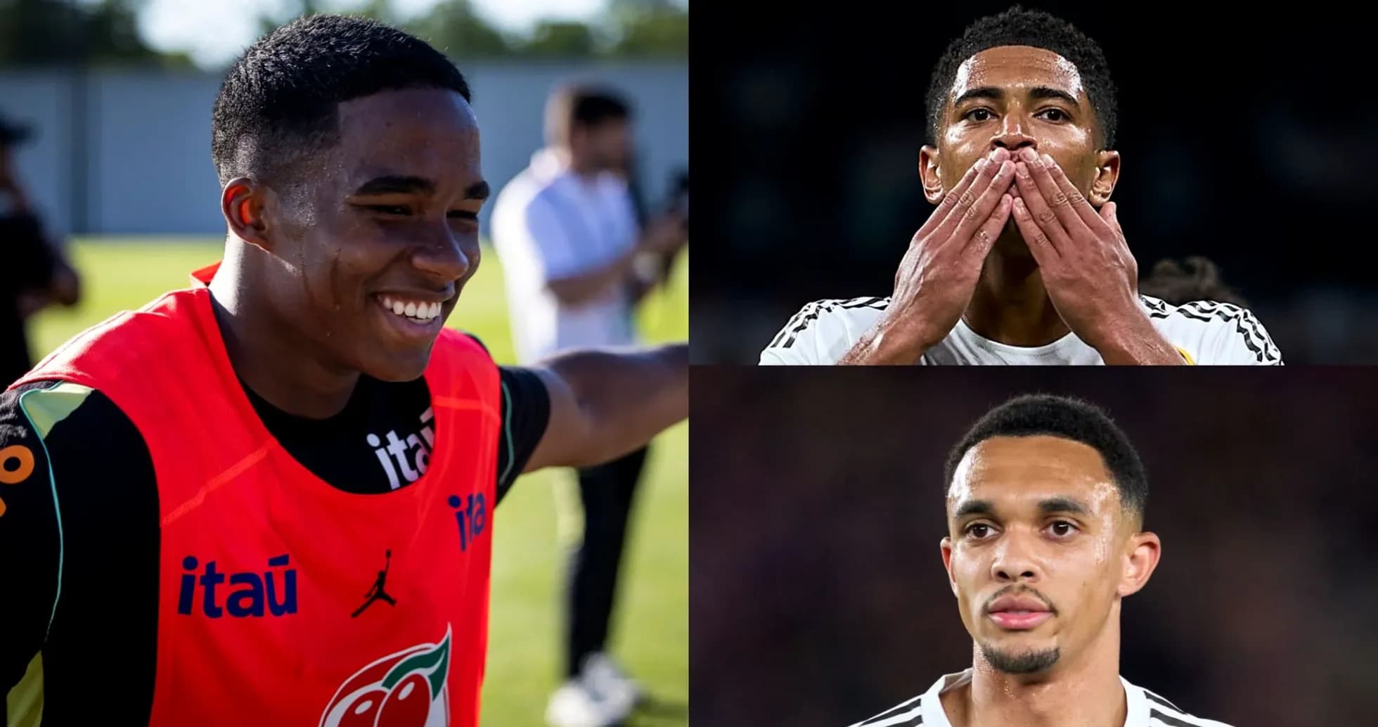 Three football players in training and match scenarios Three football players in training and match scenarios