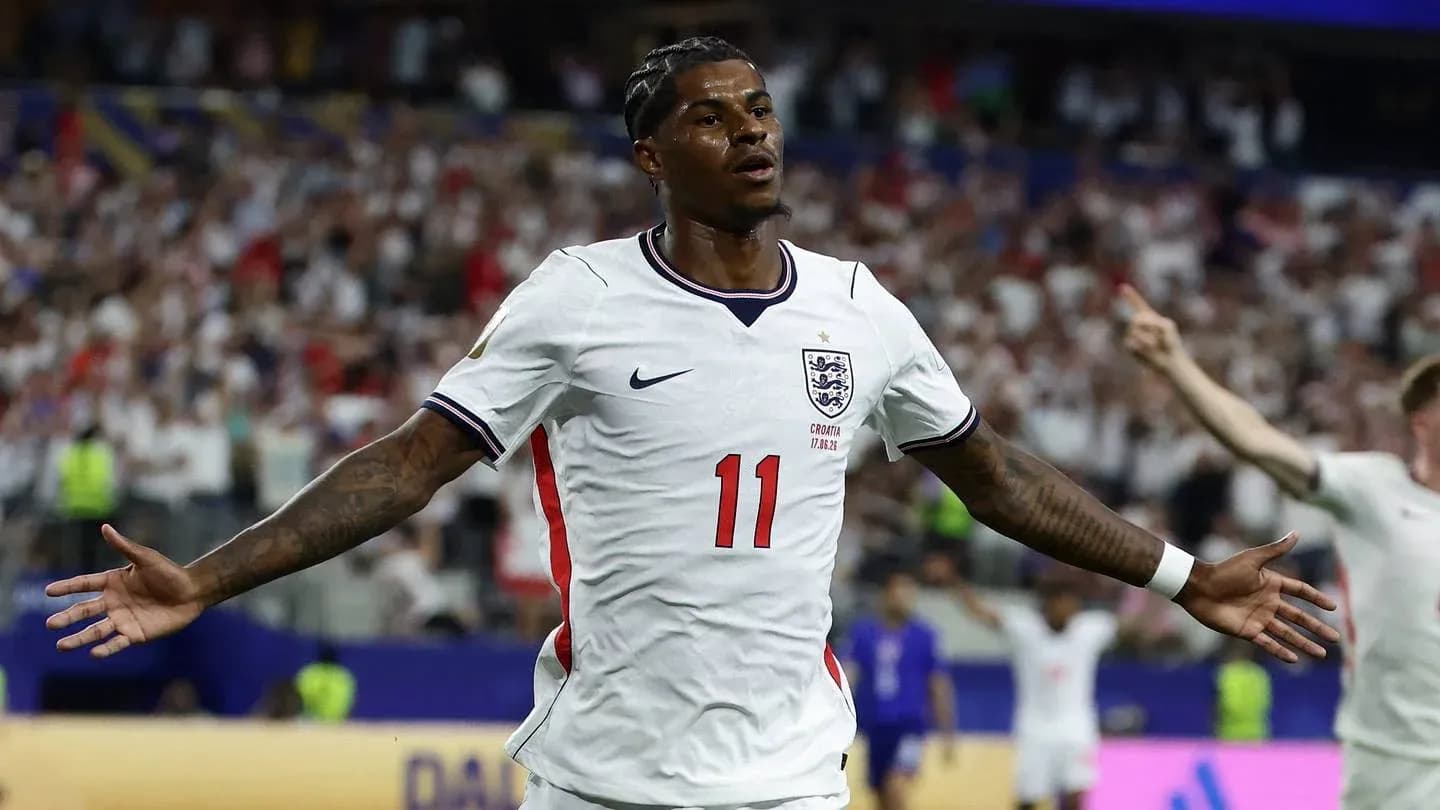 Player celebrating goal during England match Player celebrating goal during England match