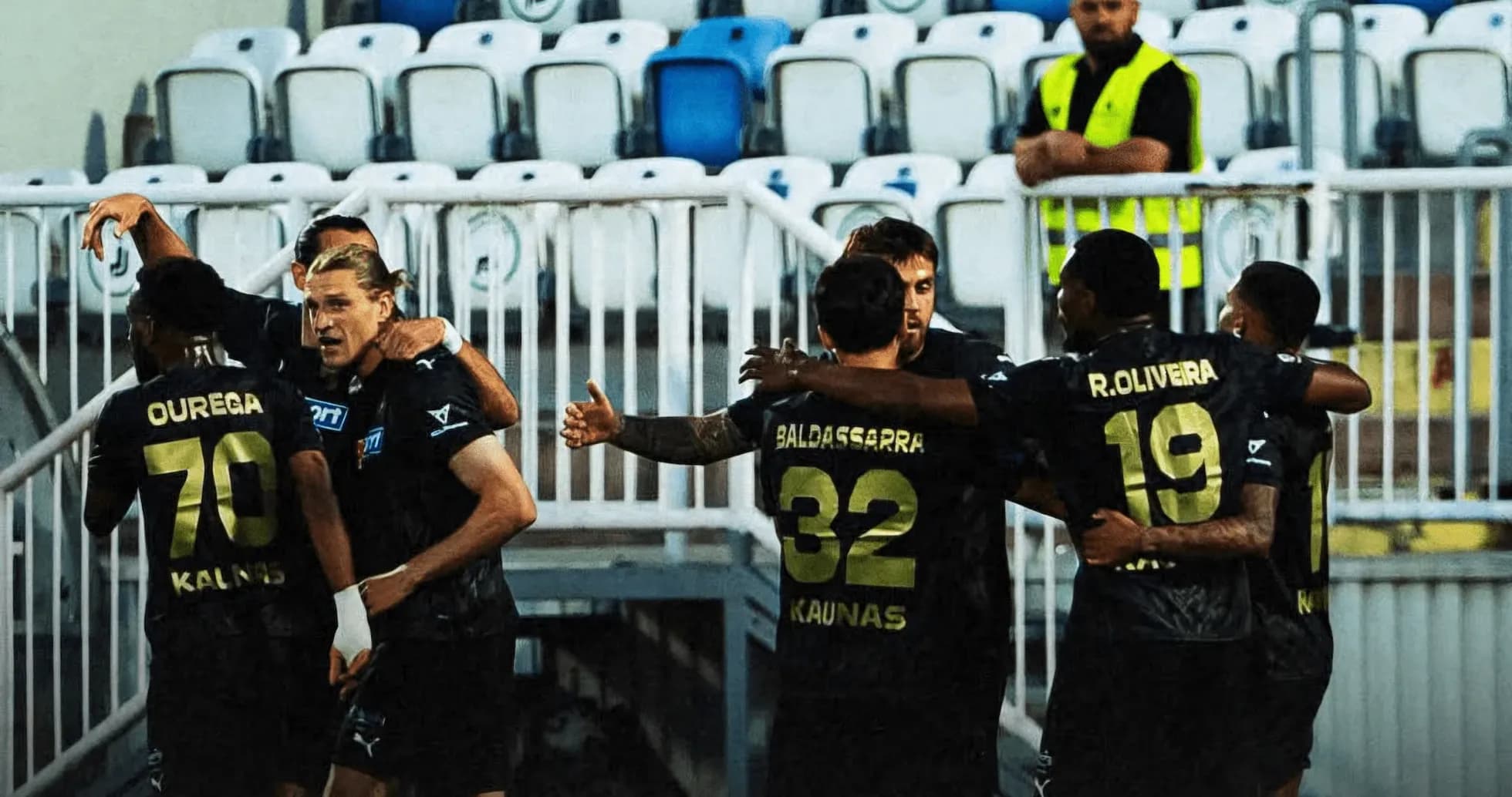 Players celebrating after a goal during match Players celebrating after a goal during match