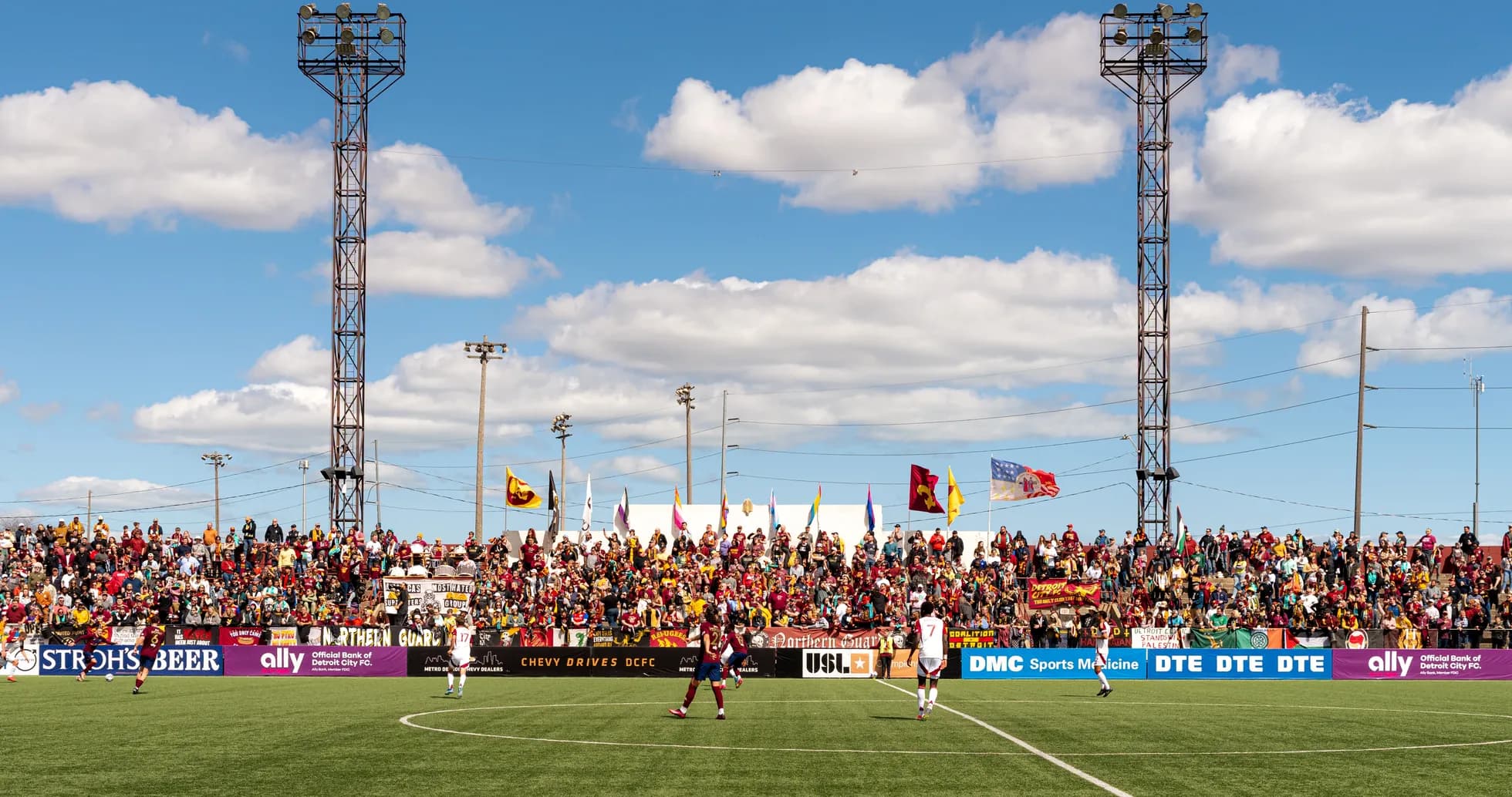 Fans cheering during Detroit City match Fans cheering during Detroit City match