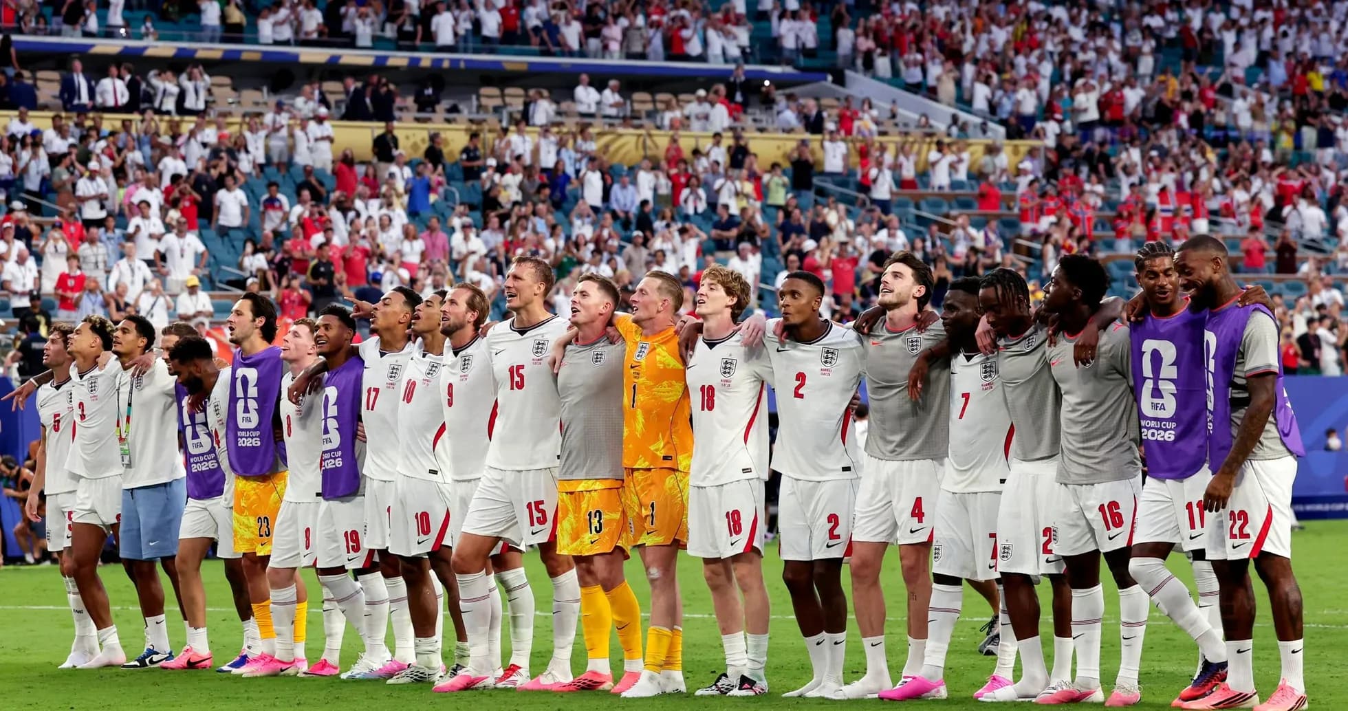 England team celebrating after World Cup match England team celebrating after World Cup match