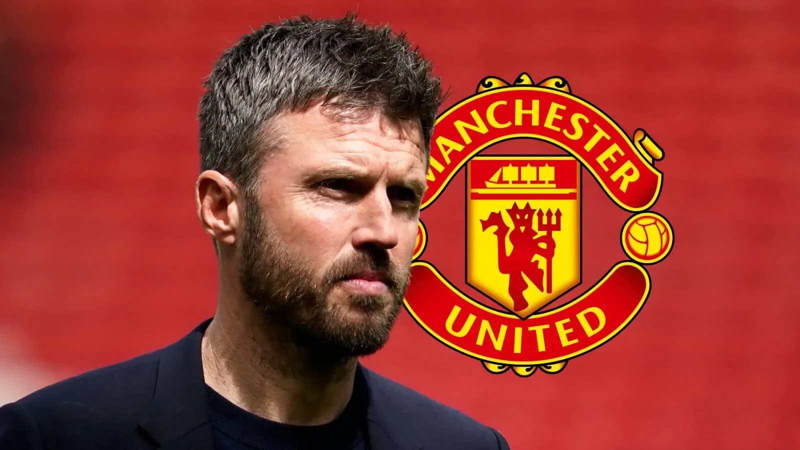 Coach in front of Manchester United logo backdrop Coach in front of Manchester United logo backdrop