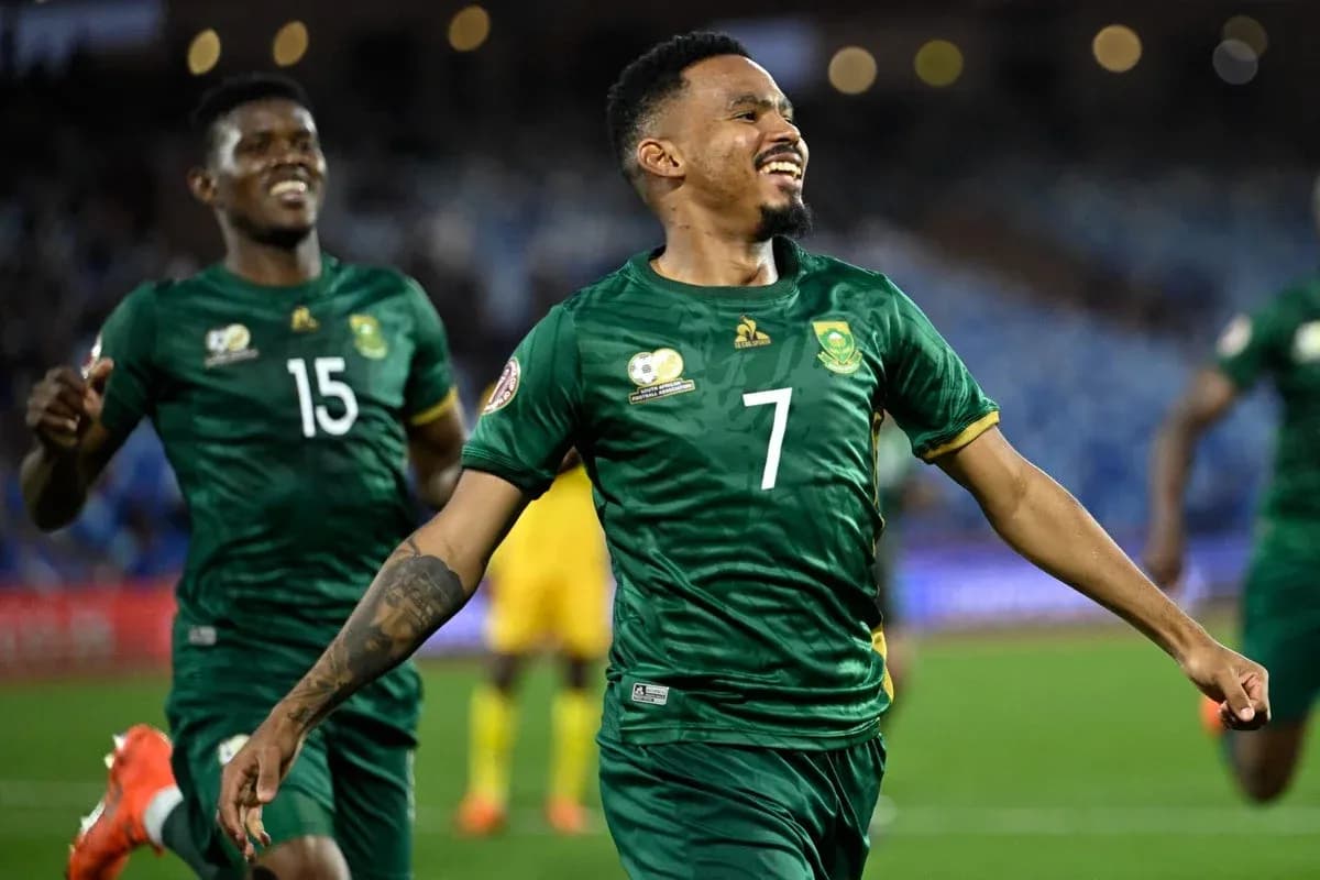South African players celebrating a goal during match South African players celebrating a goal during match