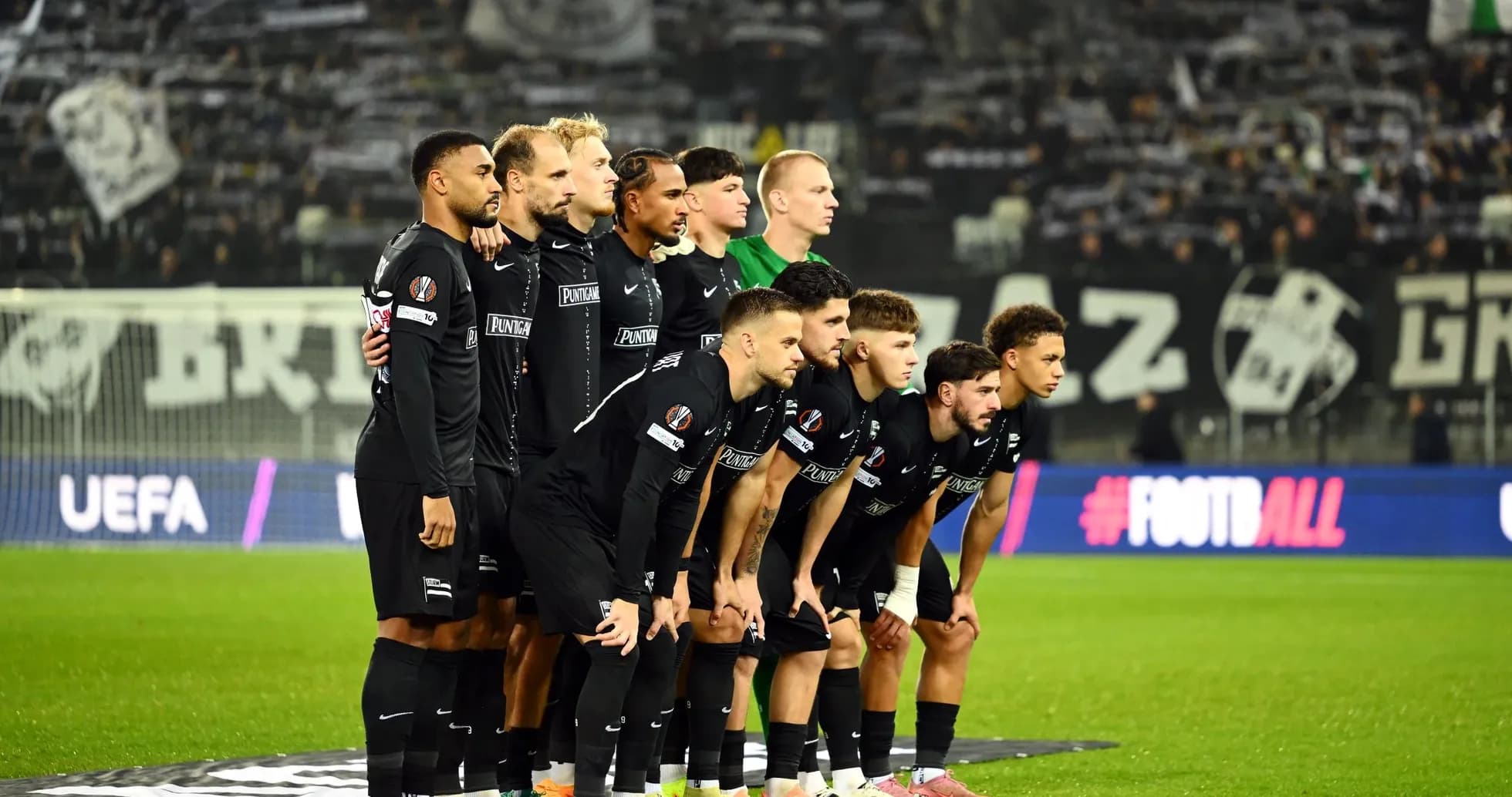 Sturm Graz team posing before UEFA match Sturm Graz team posing before UEFA match