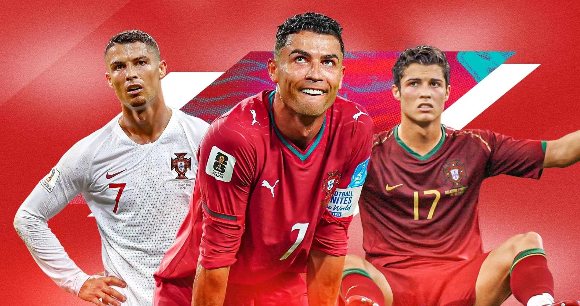 Three Cristiano Ronaldo images in Portugal kits Three Cristiano Ronaldo images in Portugal kits