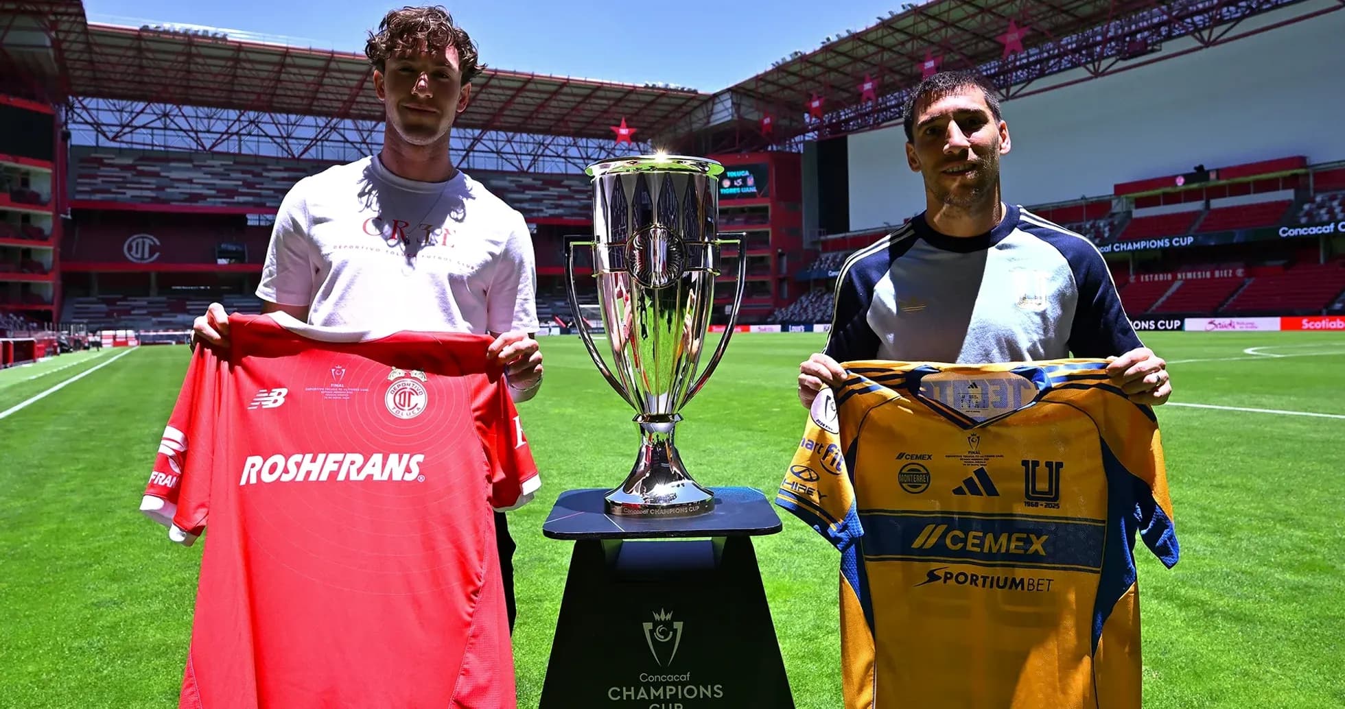 Players holding jerseys before CONCACAF Champions League match Players holding jerseys before CONCACAF Champions League match