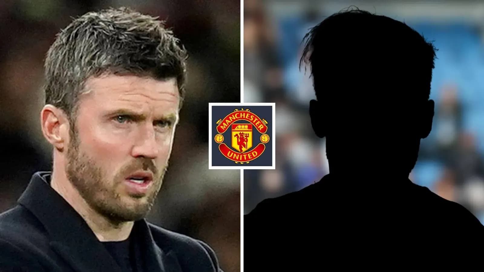 Manager and silhouette of player with Manchester United logo Manager and silhouette of player with Manchester United logo